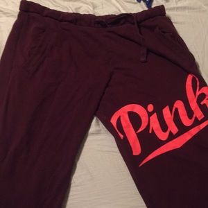 Pink sweatpants wine color